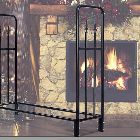 Heavy Duty Firewood Rack For Indoor Or Outdoor Use Log Holder And Storage Bracket Kit Built Tough Firewood Organizer With Black Finish Perfect For Fireside Stacks And Lumber By The Hearth