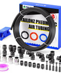 Heavy Duty 3/8 Inch OD PU Air Tubing Kit With 50 Feet Of Polyurethane Hose And 16 Meter Length, Includes Push To Connect Fittings