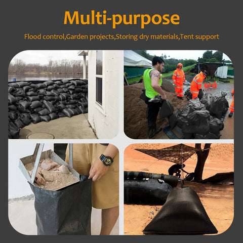 Badass Heavy Duty Sand Bags With UV Protection Built Tough For Hurricane Flooding 16 By 25 Inch Woven Polypropylene Sack Bundle Of One Hundred Black Pieces Designed To Handle Your Yard Job No Stress Guaranteed