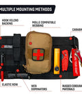 Tech Panel Small 2.5 By 9.5 Inch Universal Vehicle MOLLE Organizer with pouches and clips on durable denier 1000 nylon.