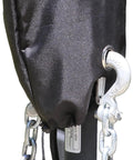 Ultra-Fab power jack cover, black fabric sleeve for trailer jack with metal pin and chain