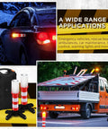 6 Piece Emergency Roadside Flares Kit With LED Safety Strobe Lights Bright Red Beacon Magnetic Base Detachable Stand Bulk Pack For Vehicle Breakdowns Batteries Not Included