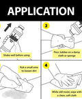 Illustration showing application steps for Two Pack Kitchen Wax That Cleans Protects And Shines All Your Surfaces From Countertops To Appliances In One Easy Sweep Great For Cabinets Sinks Tables Tiles And More
