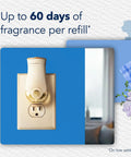 PlugIns Air Freshener Starter Kit With Two Fragrance Oil Warmers And Six Refills In Clean Linen Scent plugged into wall.