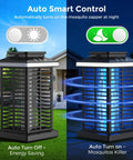 3 In 1 Outdoor Bug Zapper With 5000mAh Battery, LED Night Light, and 4000V Electric Fly Zapper showing automatic smart control