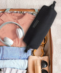 Travel Hair Tools Bag With Heat Resistant Mat 2 In 1 Organizer For Flat Irons Curling Irons And Straighteners in suitcase.