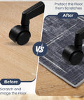 Before and after use of 36 By 48 Inches Tough As Nails Office Chair Mat For Hardwood And Tile Floors showing protection from scratches.