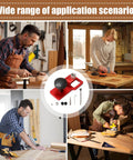 Collage of craftsmen using Pro Grade Vertical Hole Drilling Jig for woodworking projects with boss level precision.
