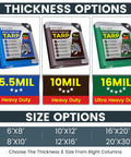Heavy Duty Tarp Cover Extra Thick Waterproof Tarpaulin With Rip Proof Edges 5.5 Mil Thick 6x8 Ft size options