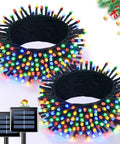 2 Pack Solar String Lights 100 LEDs Over 32.8 Feet Multicolor Waterproof Outdoor Decor For Garden Wedding Party Home