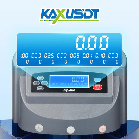 Premium Usd Coin Counter And Automatic Currency Sorting Machine With Fast Five Bin System and digital display for coin sorting.