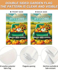 Fall Truck Garden Flag 12x18 Inch Green Pickup Packed With Pumpkins And Sunflowers, Double Sided Autumn Harvest Yard Decor