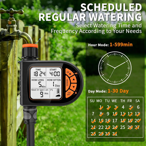 Plug And Play Programmable Sprinkler Timer For Garden Hose With Rain Delay And Manual Watering Child Lock Outdoor Weatherproof Automatic Irrigation System display close-up