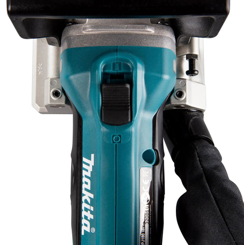 Close-up of Killer 18V Cordless Biscuit Jointer controls showing ergonomic design for smooth operation.