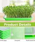 Five Pack Seed Sprouter Tray Kit With Drain Holes For Germination Propagation BPA Free Soil Free Wheatgrass Bean Sprouts Microgreens Growing Kit With 20 Pieces Planting Paper 8.8 By 5.7 Inches Each No Mess Indoor Grow Kit showing layers and details.