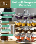 Rotating holder with 40 Nespresso capsules in kitchen, not matching Large Sliding Capsule Drawer For Nespresso Original Line Holds 60 Pods