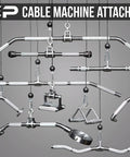 Multi Grip Curl Bar Attachment for Cable Machines, Versatile Bicep Builder demonstrated among various cable attachments