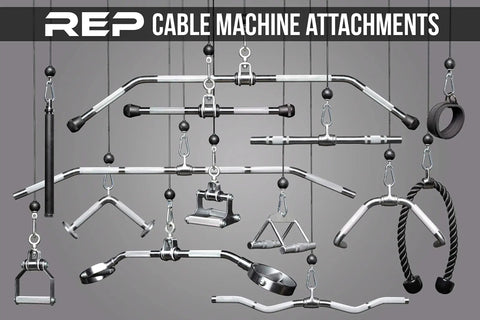 Multi Grip Curl Bar Attachment for Cable Machines, Versatile Bicep Builder demonstrated among various cable attachments