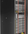 Solid 37U Floor Standing Server Rack Cabinet With 24 Inch Deep Network Enclosure featuring ventilated sides and locking door.