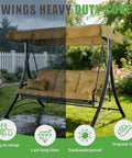 Replacement Patio Swing Canopy For Callimont Park 3 Seat Swing, 80 X 46 Inch, Waterproof UV Resistant, beige outdoor cover