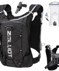 2L Water Bladder Hydration Chest Pack For Running, Black Camo, showing vest with pistol holster and water bladder