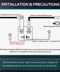 Diagram showing installation of Remote Battery Disconnect Switch Kit 12V 250A Heavy Duty Quick Kill Prevent Battery Drain.