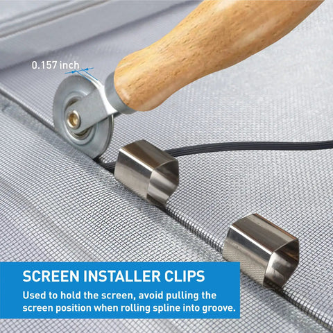 DIY Five In One Window Screen Repair Kit With Screen Roller Tool Spline Removal Hook And Clips 32 Feet Retainer Spline And Screen Cutter