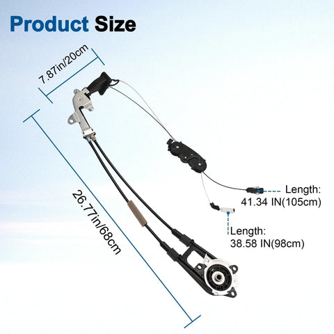 Power Sliding Door Cable Assembly Sub-Assembly For Toyota Sienna 2011-2020 Left Driver Side Direct Fit Easy Install Replacement 85016-08011 85016-08010 Restores Smooth Open Close Operation And Long-Term Durability, showing product dimensions.
