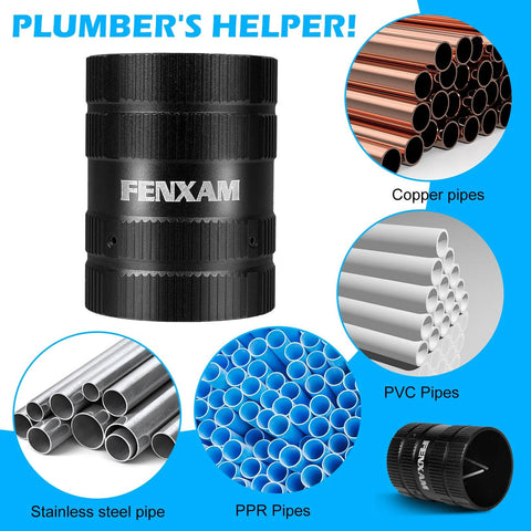 FENXAM front view pipe deburring tool, black, adjustable 1/4–1-5/8 in for copper and PVC pipes