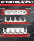 Compact Power Distribution Block With Cover, Five Quarter Inch Studs, Built Tough For Automotive Marine Use, High Current Bus Bar Terminal, 150 Amp, 48V DC 300V AC, Durable Nylon Base, Stainless Studs, Nickel Plated Copper Plate