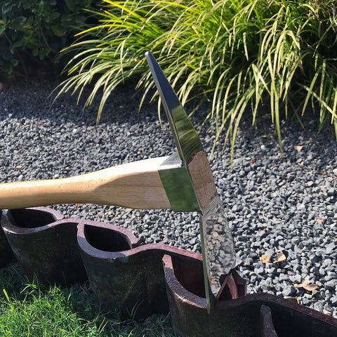Heavy Duty Pick Mattock Hoe Tool For Digging And Breaking Ground With Stainless Steel Blade And Solid Wood Handle in garden