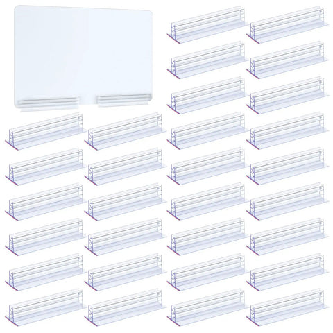 30 Pack 3x1 Inch Sneeze Guard Gripper Sign Holders With Adhesive For Desks, Shop Floor Displays, Wall Mounts, Store Vendor Events, Warehouse, Clear Great For Counters, Displays And Shelves On The Shop Floor, clear plastic sign holder