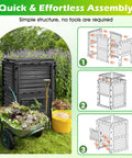Outdoor Compost Bin 80 Gallon Aerated Compost Box With Top Flip Lid Large Capacity For Kitchen Waste And Garden Scraps
