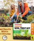 Mother and child gardening with 40 Test Soil Kit For Lawns Gardens And Vegetables With Ammonia Nitrogen pH Phosphorus And Potassium Readings