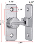 Right Angle Barn Door Latch Hardware For Sliding Doors Zinc Alloy Gate Lock Flip Gate Door Latch For Bathroom Cabinets No Fuss Install Built Tough Security Snap On Design, front view with measurements.