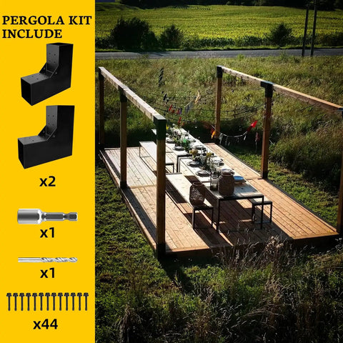 2 Pack L Shaped Pergola Bracket Kits For 4x4 Lumber Woodworking DIY Gazebo Patio Projects Heavy Duty Hardware Included 2 Way Brackets For Pergolas Gazebos Log Cabins And Outdoor Structures