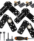 Heavy Duty Hidden Door Pivot Hinge For Cabinets And Secret Doors With 570 Lb Load Bearing Thickened Solid Alloy Steel Construction Built To Last Fits 1.57 To 10 Inch Door Thickness 5.12 Inch Long And 1.5 Inch Wide Keeps Doors From Sagging., black alloy steel hidden door pivot hinge kit with screws and drill bits