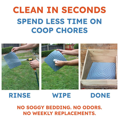 Three-step cleaning process of washable chicken nesting pads for laying eggs reusable durable nest box cushions for chicken coops.