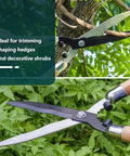 Heavy Duty Garden Hedge Shears 19.88 Inch Reach With Wooden Handles And Pro-Grade Carbon Steel Blades For Pruning Borders And Bushes