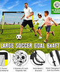 Two 6x4 Ft Portable Soccer Goals For Backyard Play With Detachable Scoring Target, Ball And Pump Included, Training Nets