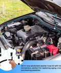 Universal Windshield Washer Hose Repair Kit 13 Ft Flexible Washer Fluid Hose With 12 Connectors installed in car engine