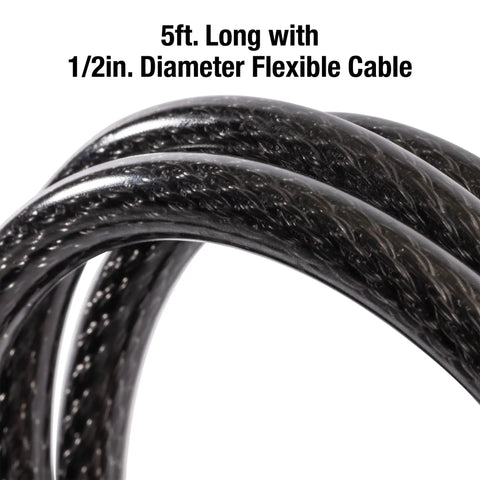 Close-up of Set Your Own Four Digit Combination Bike Lock With Braided Steel Cable And Weather Resistant Vinyl Coating, 5 ft long