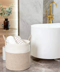 Huge Cotton Rope Storage Basket 18 By 16 Inches Decorative Woven Laundry Hamper For Living Room Blanket Organizer Towel