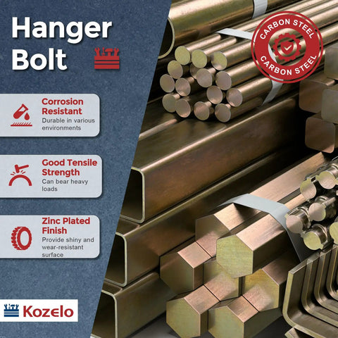 Heavy Duty Pro Grade 20 Piece Hanger Bolt Kit With Driver M8 X 40mm Carbon Steel Zinc Plated Drywall Hardware close-up of bolts and rods