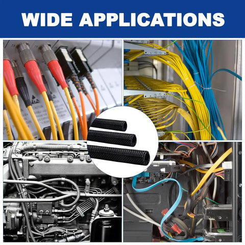 Split Sleeve Wire Loom For Auto Harness And Home Cable Management 25Ft Braided 1 Eighth Inch Self Wrapping Cable Protector in use