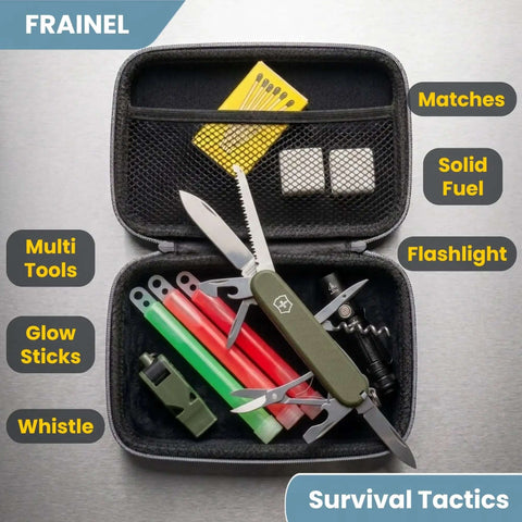 Kickass Carbon Fiber Texture Shockproof Sleeve For 3.5 Inch Hard Drives And M.2 SSDs Ultra Lightweight Tactical Organizer Case open with multi-tools and survival gear.