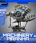 Side view of Myth Qholve Mechanical Piranha Building Block Kit With Hand Crank Gear System Multi Joint Motion Toy.