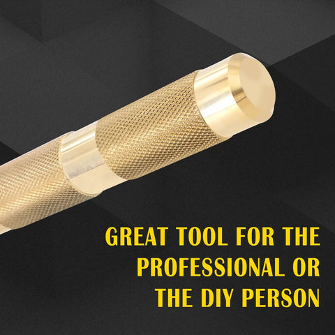 Close-up of a brass drift punch from the Brass Drift Punch Set Non Marring One Quarter Inch Three Eighths Inch One Half Inch Five Eighths Inch Three Quarters Inch Five Piece For Metalworking And Woodworking Do It Yourself Home Use.