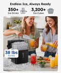 No Sweat Countertop Nugget Ice Maker With Easy Grip Handle Produces Up To 38 Pounds Of Chewable Ice Daily, women preparing drinks.