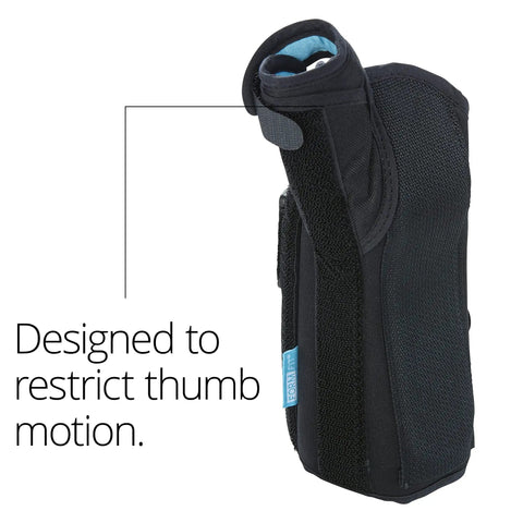 Formfit Thumb Spica Brace For DeQuervain's Tendonitis, Arthritis, And Gamekeeper's Thumb, medium fit, black design.